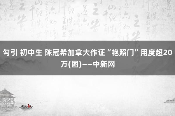 勾引 初中生 陈冠希加拿大作证“艳照门”用度超20万(图)——中新网